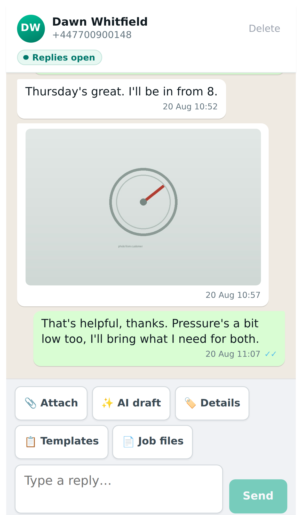 The same conversation on a phone.